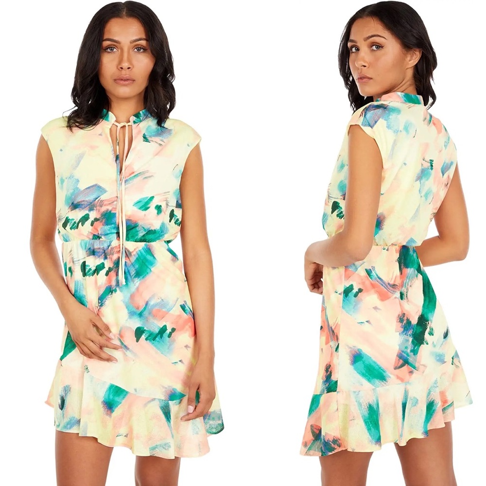 LAUNDRY BY SHELLI SEGAL tie-Dye Knit Dress v-neck sleeveless summer dress size 8